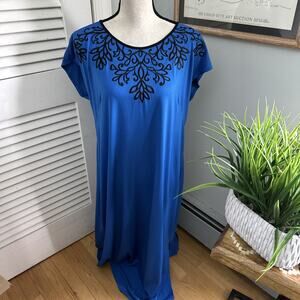 Bob Mackie Dress Large Wearable Art Maxi Shift Retro 90s Bohemian Summer Party